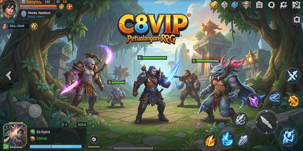 Screenshot C8VIP menampilkan aksi pertarungan seru di dunia RPG.
