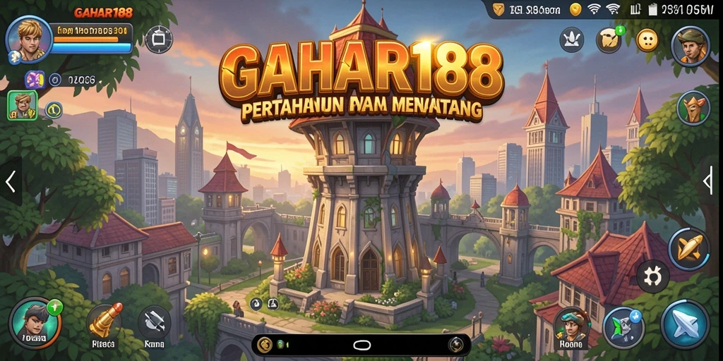 Tangkapan layar GAHAR188 menampilkan aksi menara pertahanan yang mendebarkan