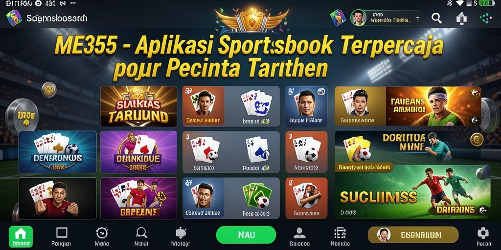 Tangkapan layar ME355 menampilkan pengalaman taruhan menarik dalam aplikasi Sportsbook.