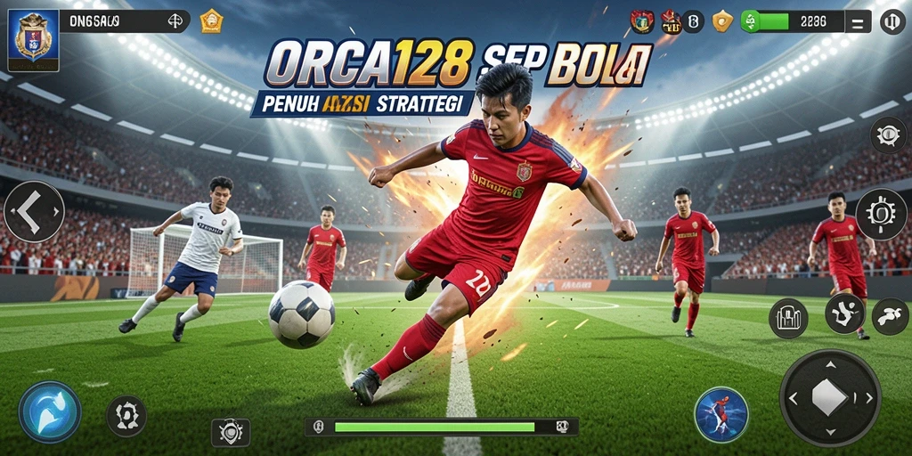 Gameplay seru dalam ORCA128 saat kalian mencetak gol.