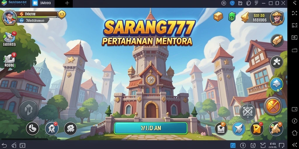 Tangkapan layar SARANG777 menampilkan aksi seru dalam pertempuran Tower Defense.