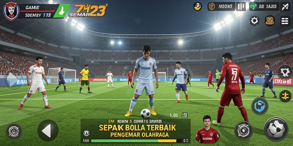 Menampilkan gameplay menarik dari pertandingan sepak bola.